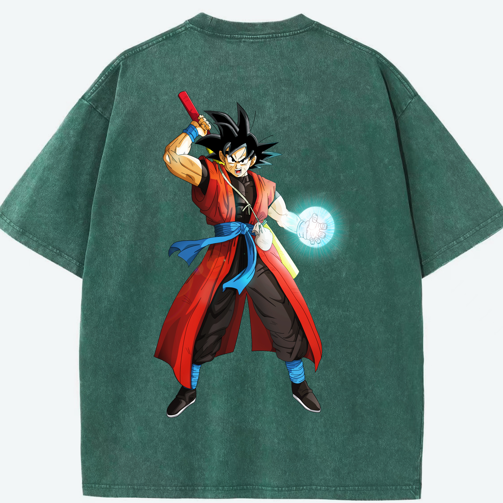 （画像用） ドラゴンボール 孫悟空（そん ごくう）Son Goku カカロット DRAGON BALL Kakarotto 綿100% ヴィンテージ風 半袖Tシャツ（背面プリント）